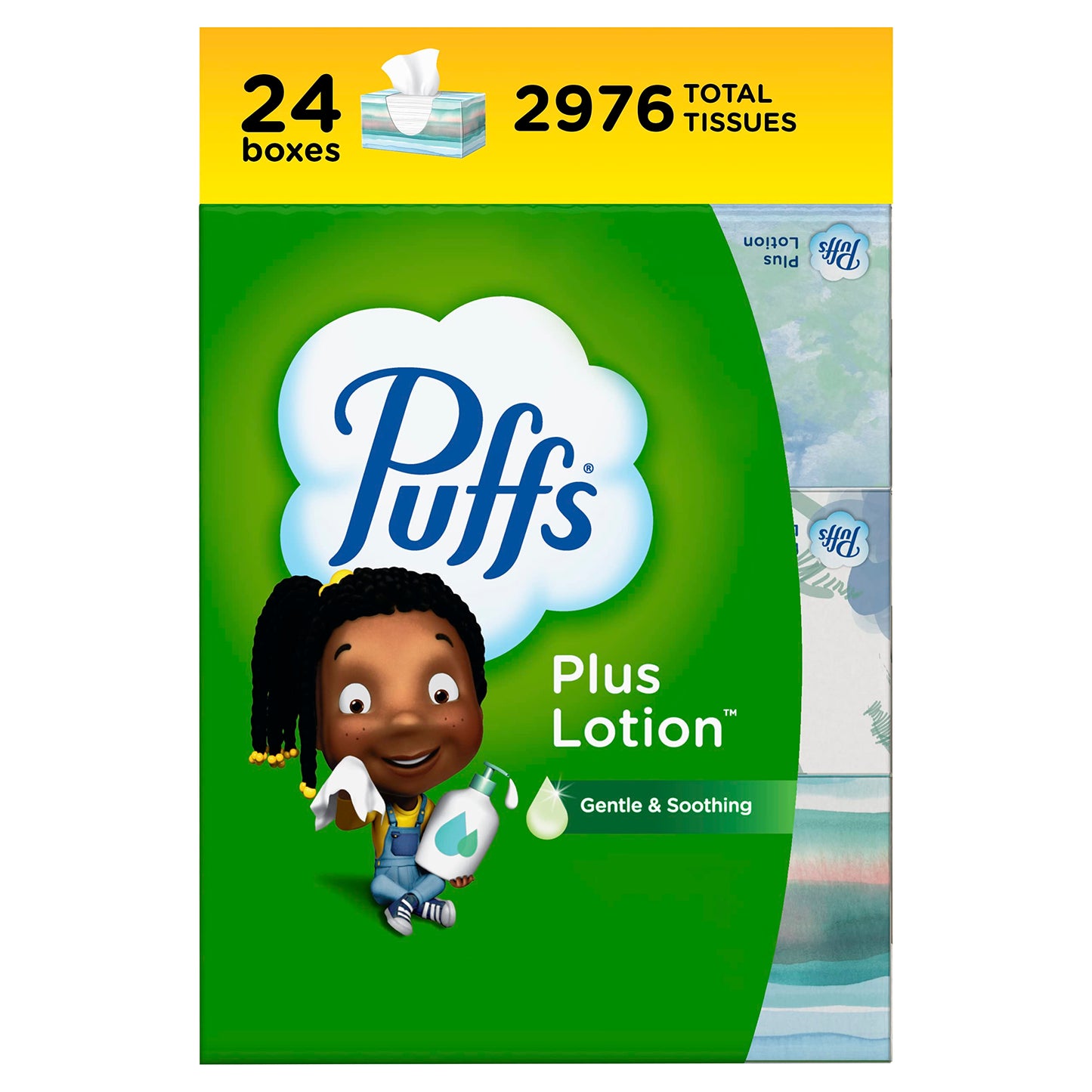 Puffs Plus Lotion Facial Tissue, 1 Family Box, 124 Tissues Per Box