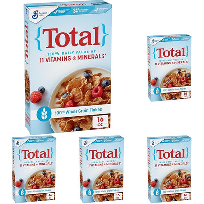 Total Breakfast Cereal, 100% Daily Value of 11 Vitamins & Minerals, Whole Grain Cereal, 16 oz