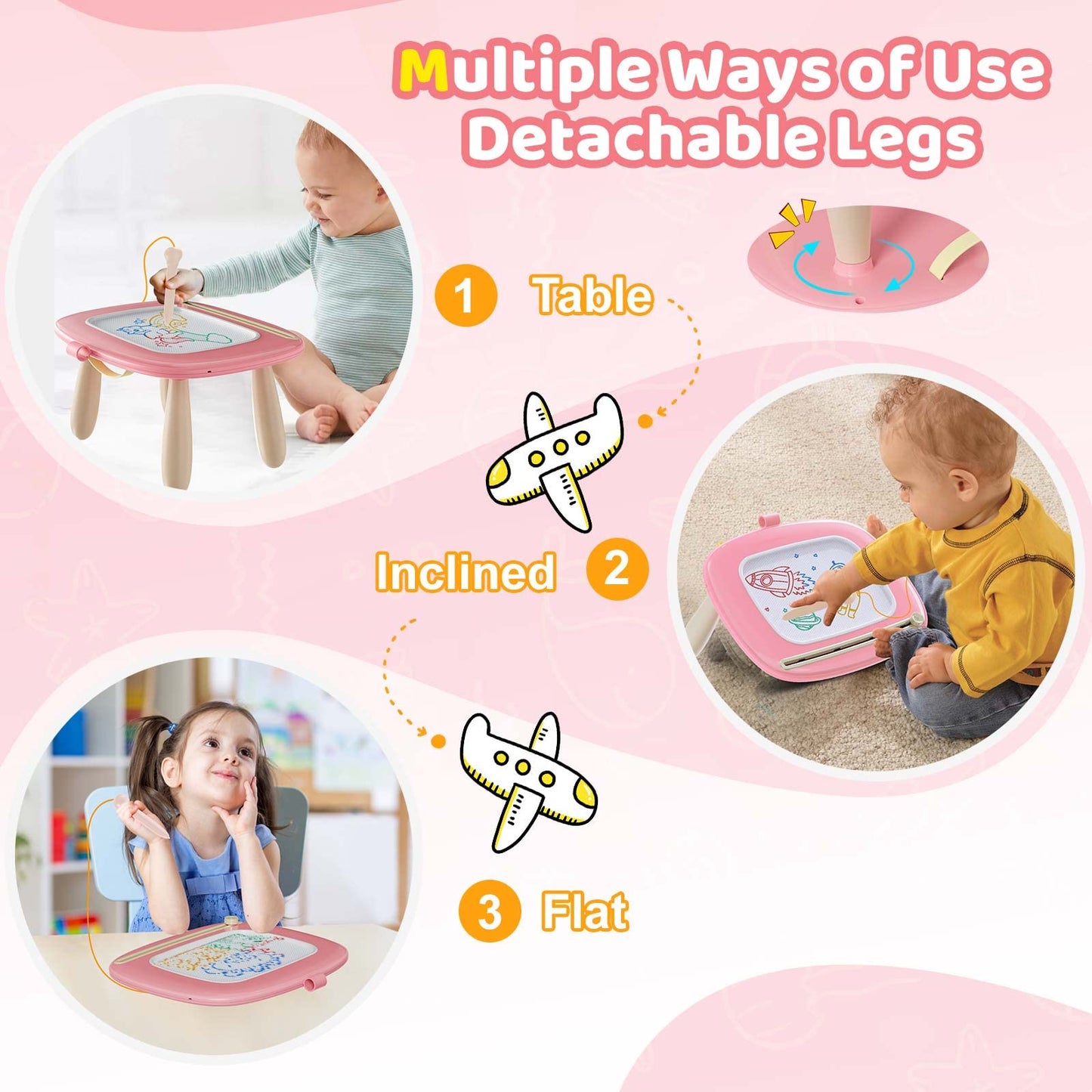 KIKIDEX Toddlers Toys Age 1-3, Magnetic Drawing Board, Toddler Girl Toys for 1-2 Year Old, Doodle Board Pad Learning and Educational Toys for 1 2 3 Year Old Baby Kids Birthday Gift