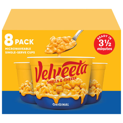 Velveeta Shells & Cheese Original Microwavable Macaroni and Cheese Cups (4 ct Pack, 2.39 oz Cups)