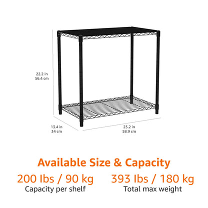 Amazon Basics 3-Shelf Adjustable, Heavy Duty Storage Shelving Unit (250 lbs loading capacity per shelf), Steel Organizer Wire Rack, 23.2"L x 13.4"W x 30"H, Black