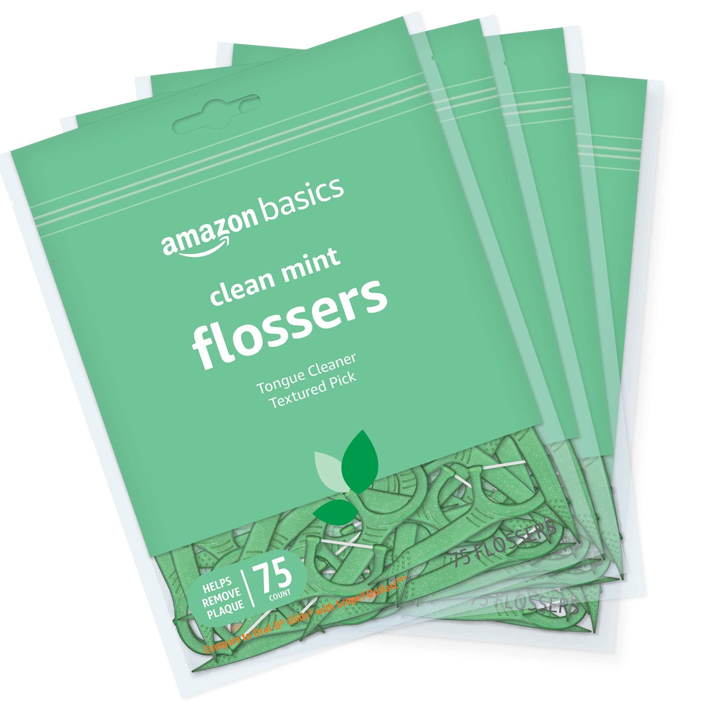 Amazon Basics Clean Mint Flossers, 75 Count, 1-Pack