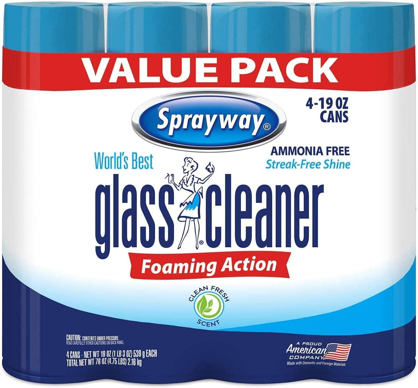 Glass Cleaner Ammonia Free, Streak Free, Blue