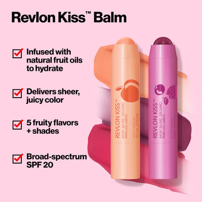 Revlon Lip Balm, Kiss Tinted Lip Balm, Face Makeup with Lasting Hydration, SPF 20, Infused with Natural Fruit Oils, 030 Sweet Cherry, 0.09 Oz