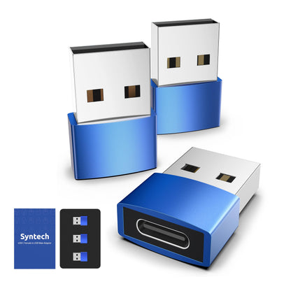 Syntech USB C Female to USB Male Adapter Pack of 3 [Travel Must Haves, Aluminum] USB C to USB Adapter, Type C Charger Cable Power Converter Compatible with iPhone 15 Apple Watch AirPods CarPlay, etc.