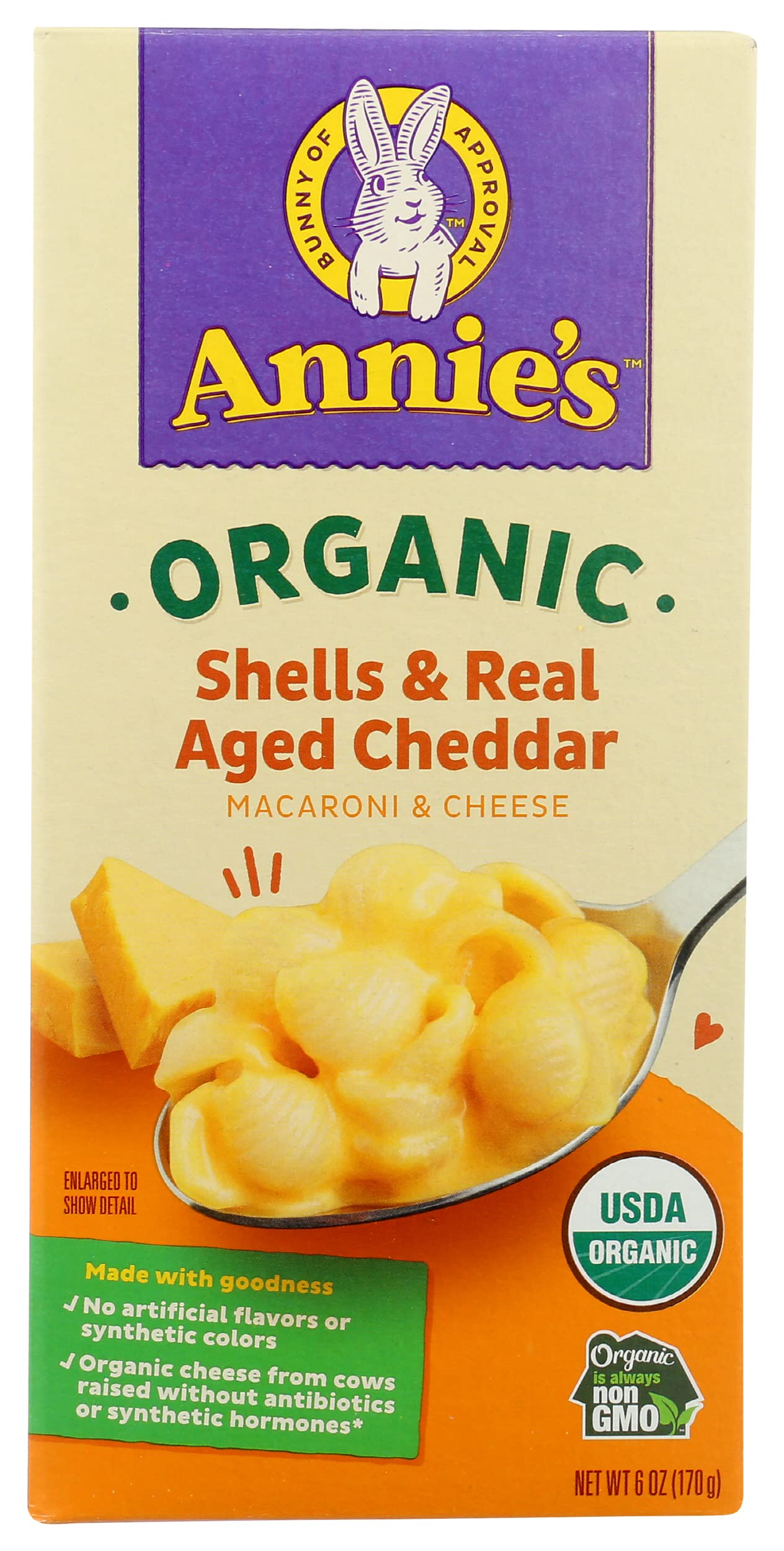 Annie's White Cheddar Shells Macaroni and Cheese with Organic Pasta, 6 oz (Pack of 12)