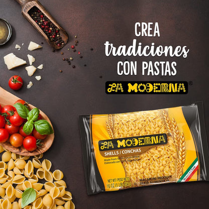 La Moderna Shells Pasta, Noodles, Durum Wheat, Protein, Fiber, Vitamins, 7 Oz