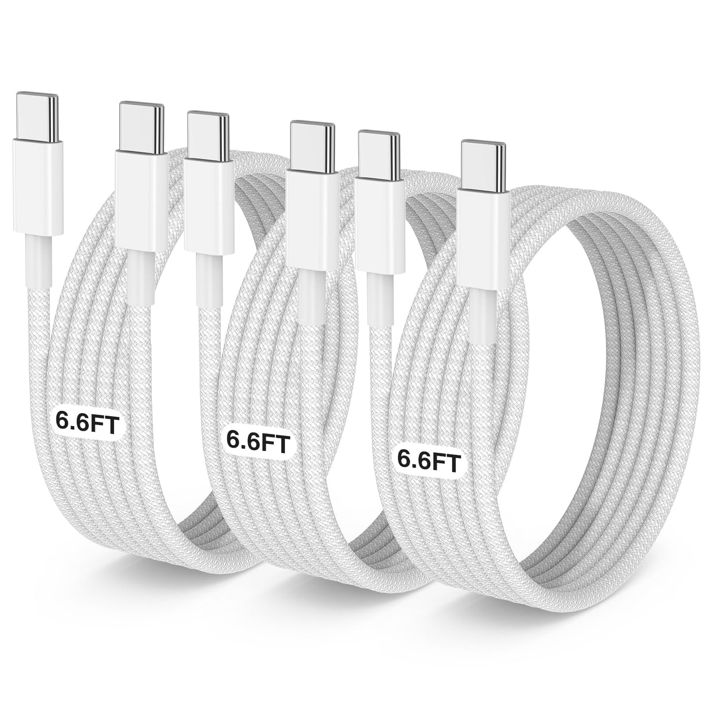 3-Pack [3.3FT+6.6FT+10FT] 60W USB C to USB C Cable, Type C to Type C Cable,Fast Charging Cable Compatible with iPhone 15/Plus/15 Pro/Pro Max，Samsung Galaxy S23 S22, iPad Pro, MacBook Air and More