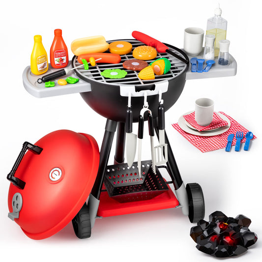 JOYIN 34 PCS Kitchen Toy Set, Toy BBQ Grill Set, Cooking Toy Set, Little Chef Play, Kids Grill Playset Interactive BBQ Toy Set for Kids, Christmas Birthday Gift for Boys Girls Kids