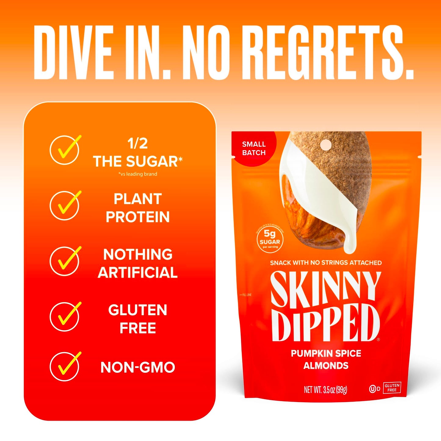 SkinnyDipped Snack Attack Minis Almond Variety Pack, Healthy Snack, Plant Protein, Gluten Free, 0.46 oz Mini Bags, Pack of 25