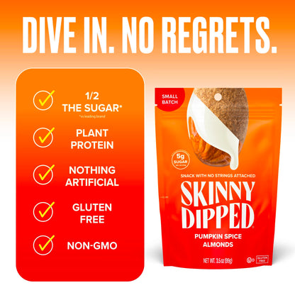 SkinnyDipped Snack Attack Minis Almond Variety Pack, Healthy Snack, Plant Protein, Gluten Free, 0.46 oz Mini Bags, Pack of 25