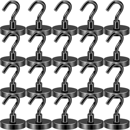 DIYMAG Magnetic Hooks, 30lbs+ Heavy Duty Magnetic Hooks Cruise for Hanging, Super Strong Magnet Hooks for Cruise Cabin, Refrigerator, Classroom, Magnetic Metal Hooks for Grill (Sliver, Pack of 20)