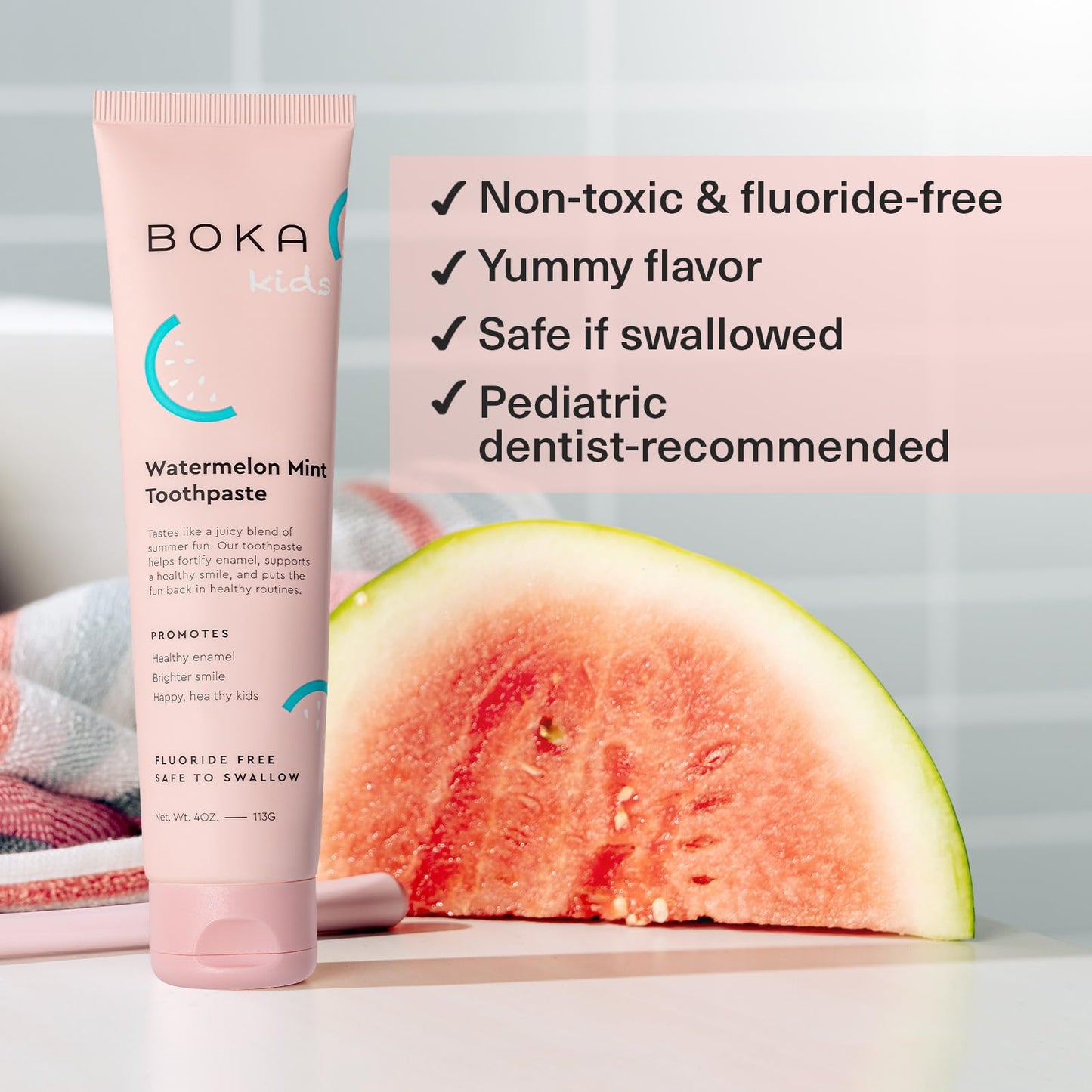 Boka Fluoride Free Toothpaste- Nano Hydroxyapatite, Remineralizing, Sensitive Teeth, Whitening- Dentist Recommended for Adult, Kids Oral Care- Orange Cream Flavor, 4oz 1Pk - US Manufactured