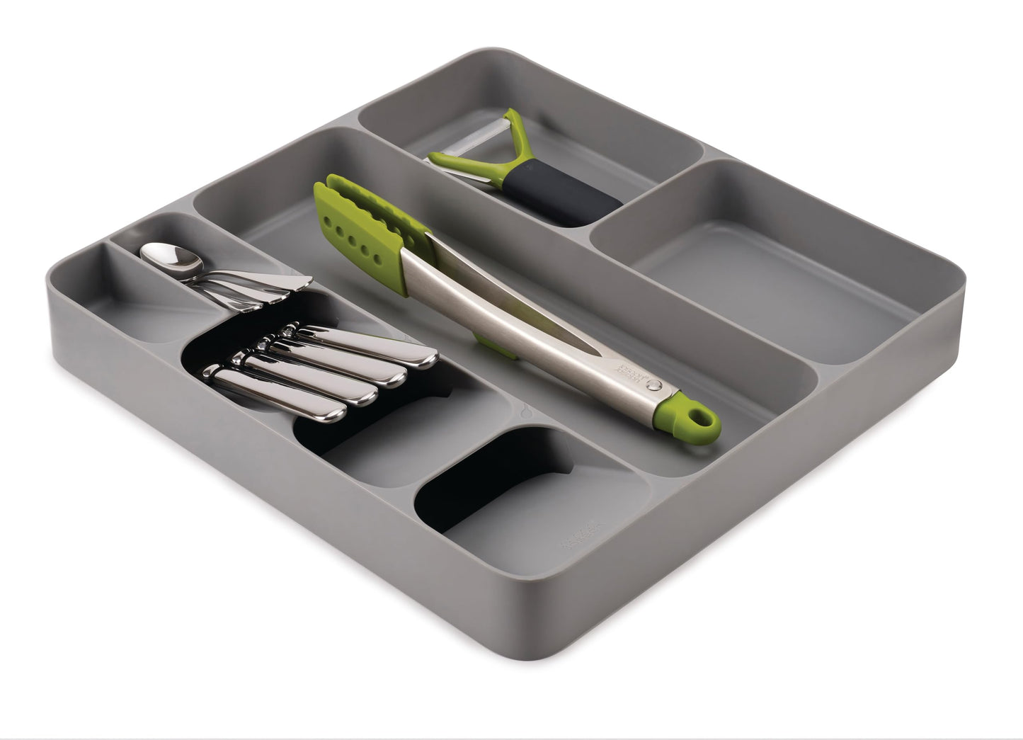 Joseph Joseph DrawerStore Compact Utensil Organizer For Kitchen Drawer Silverware, Flatware Tray, Small, Grey