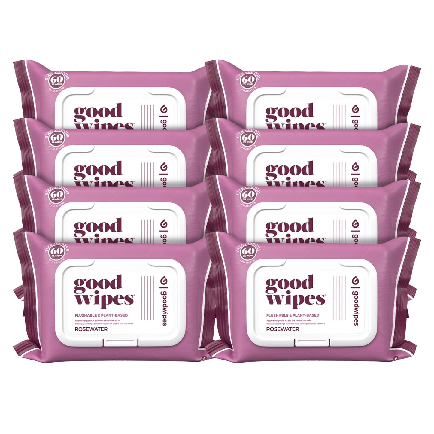 Goodwipes Flushable Butt Wipes – Soothing Botanicals & Aloe – Septic & Sewer Safe – Largest Adult Toilet Wipes – Rosewater, 360 count (6 packs)