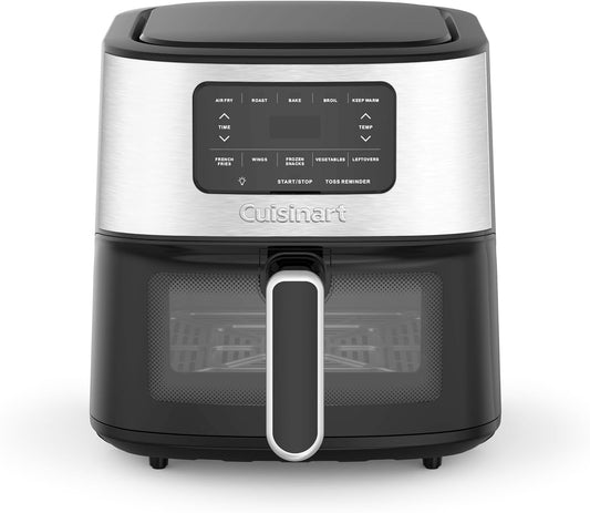 Cuisinart Air Fryer Oven – 6-Qt Basket Stainless Steel Air Fryer – Dishwasher-Safe Parts with 5 Presets – Roast, Bake, Broil, Air Fry and Keep Warm – Quick & Easy Meals – AIR-200