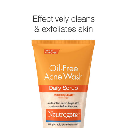 Neutrogena Oil-Free Acne Face Scrub, 2% Salicylic Acid Acne Treatment Medicine, Daily Face Wash to help Prevent Breakouts, Oil Free Exfoliating Facial Cleanser for Acne-Prone Skin, 4.2 fl. oz