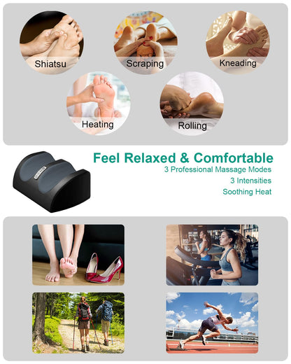 Shiatsu Foot Massager Machine with Heat, Foot and Calf Massager with Massage Roller, Deep Tissue Massager for Foot Massage and Calf Massage, Gifts for Mom & Dad