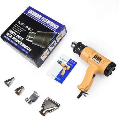 SEEKONE Heat Gun 1800W 122℉~1202℉（50℃- 650℃）Fast Heating Heavy Duty Hot Air Gun Kit Variable Temperature Control Overload Protection with 4 Nozzles for Crafts, Shrinking PVC, Stripping Paint(5.2FT)