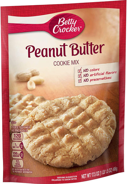 Betty Crocker Peanut Butter Cookie Mix, Makes twelve (12) 2-inch Cookies, 7.2 oz.