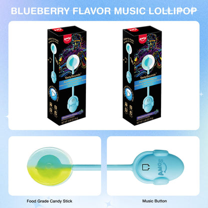 Music Lollipop Suckers,AMOS Audio Lollipop Sugar Free, Singing Lollipop Individually Wrapped, Novelty Gift for Mothers Day (Blueberry, Pack of 1)