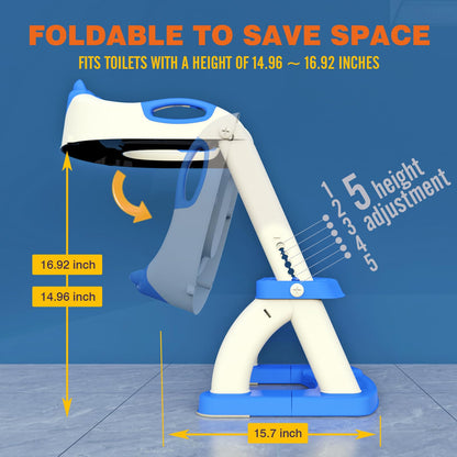 Toilet Potty Training Seat with Step Stool Ladder,SKYROKU Training Toilet for Kids Boys Girls Toddlers-Comfortable Safe Potty Seat with Anti-Slip Pads Ladder (Grey)