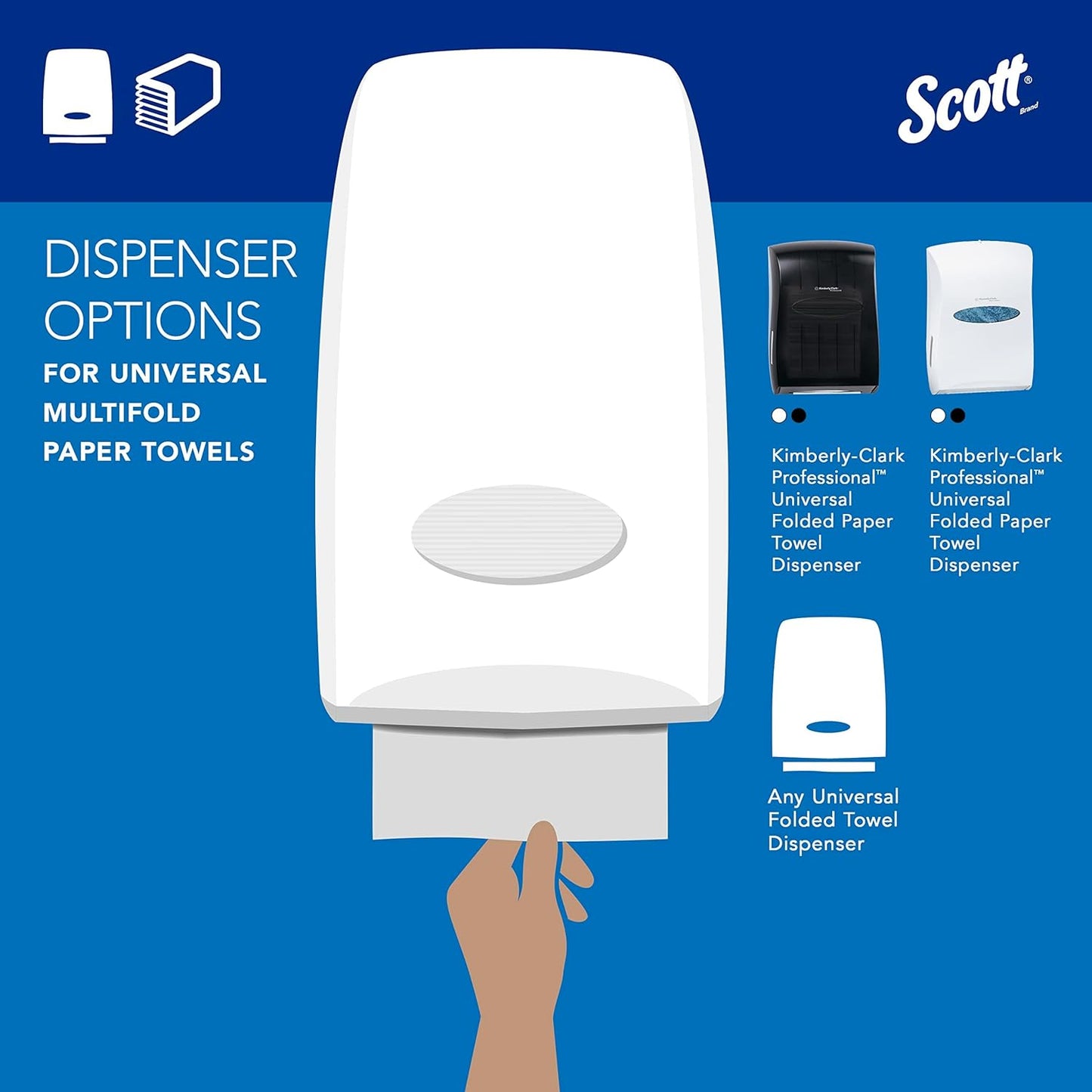 Scott® Multifold Paper Towels (01840), with Absorbency Pockets™, 9.2" x 9.4" sheets, White, Compact Case for Easy Storage, (250 Sheets/Pack, 16 Packs/Case, 4,000 Sheets/Case)