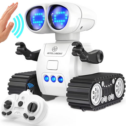 TOY Life Rechargeable Remote Control Robot Toys with Auto-Demonstration, Music & LED Eyes. Walkie Talkie Robot Toys for Kids 7 8 12, Kids Robot Toys Gifts for Boys Girls, Toddler RC Robot (White)