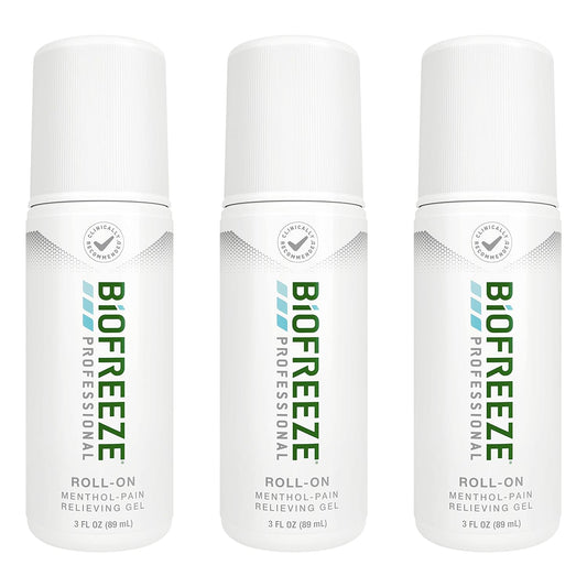 Biofreeze Professional Strength Pain Relief Roll-On, Knee & Lower Back Pain Relief, Sore Muscle Relief, Neck Pain Relief, Shoulder Pain Relief, 3 Pack (3 FL OZ Biofreeze Menthol Roll-On)