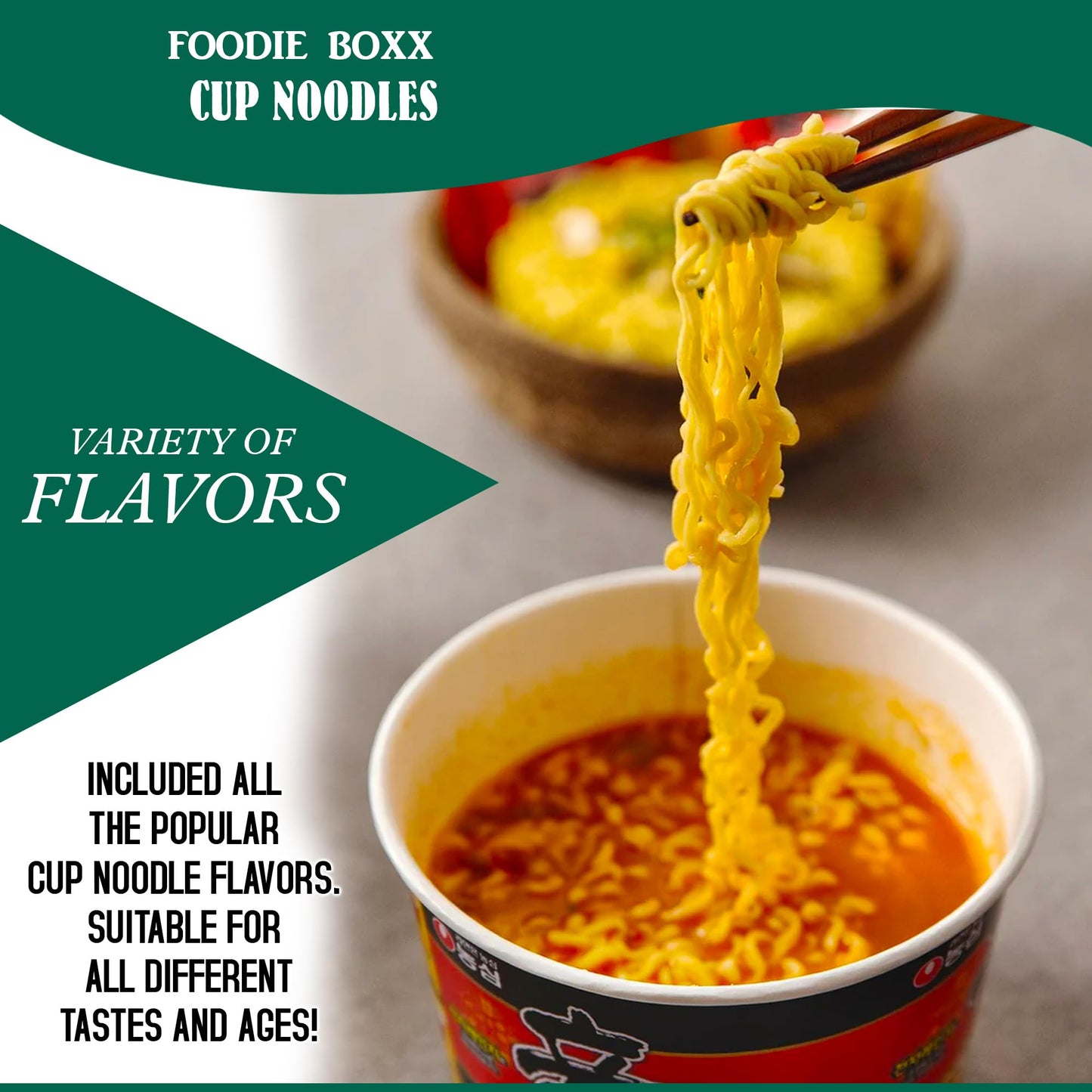 FOODIE BOXX Asian Instant Ramen Noodles Variety Pack with Cookies & Chopsticks (Dry)