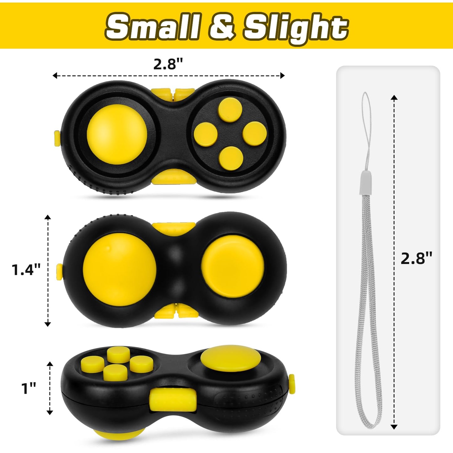 WTYCD Original Fidget Toy Game, Rubberized classical Controller Fidget Concentration Toy with 8-Fidget Functions and Lanyard - Excellent for Relieving Stress and Anxiety