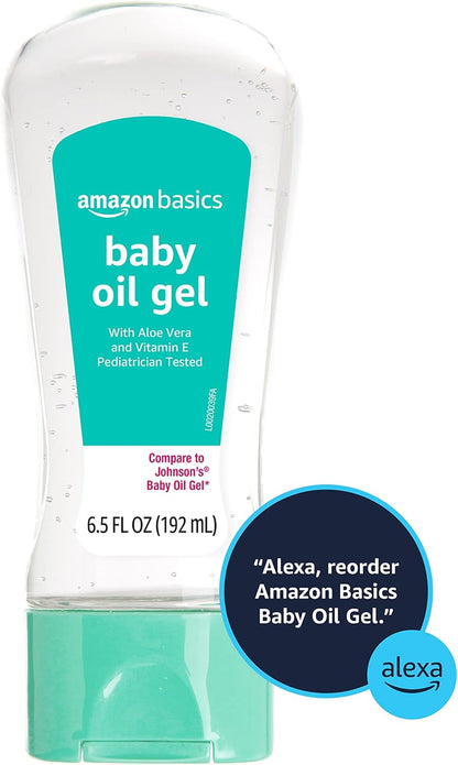 Amazon Basics Baby Oil Gel with Aloe Vera & Vitamin E, 6.5 Fl Oz (Pack of 1) (Previously Solimo)