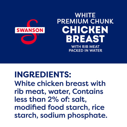 Swanson White Premium Chunk Canned Chicken Breast in Water, Fully Cooked Chicken, 4.5 OZ Can (Pack of 4)