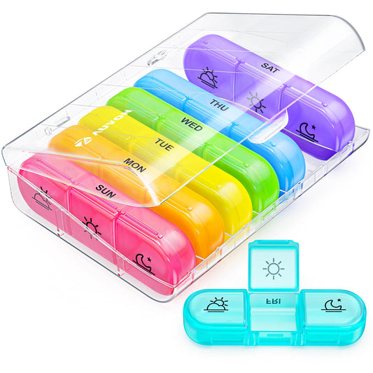 AUVON Weekly Pill Organizer 3 Times a Day, Large 7 Day Pill Box 3 Times a Day with Separate Container, Portable Pill Case for Medication, Vitamins, Fish Oil and Supplements