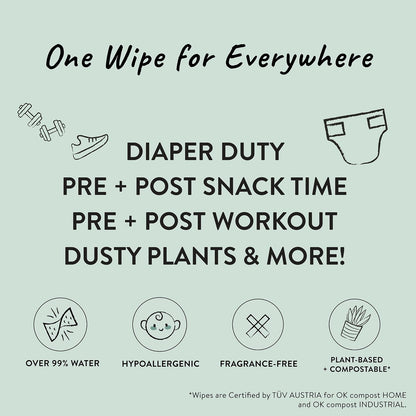 The Honest Company Clean Conscious Unscented Wipes | Over 99% Water, Compostable, Plant-Based, Baby Wipes | Hypoallergenic for Sensitive Skin, EWG Verified | Geo Mood, 60 Count