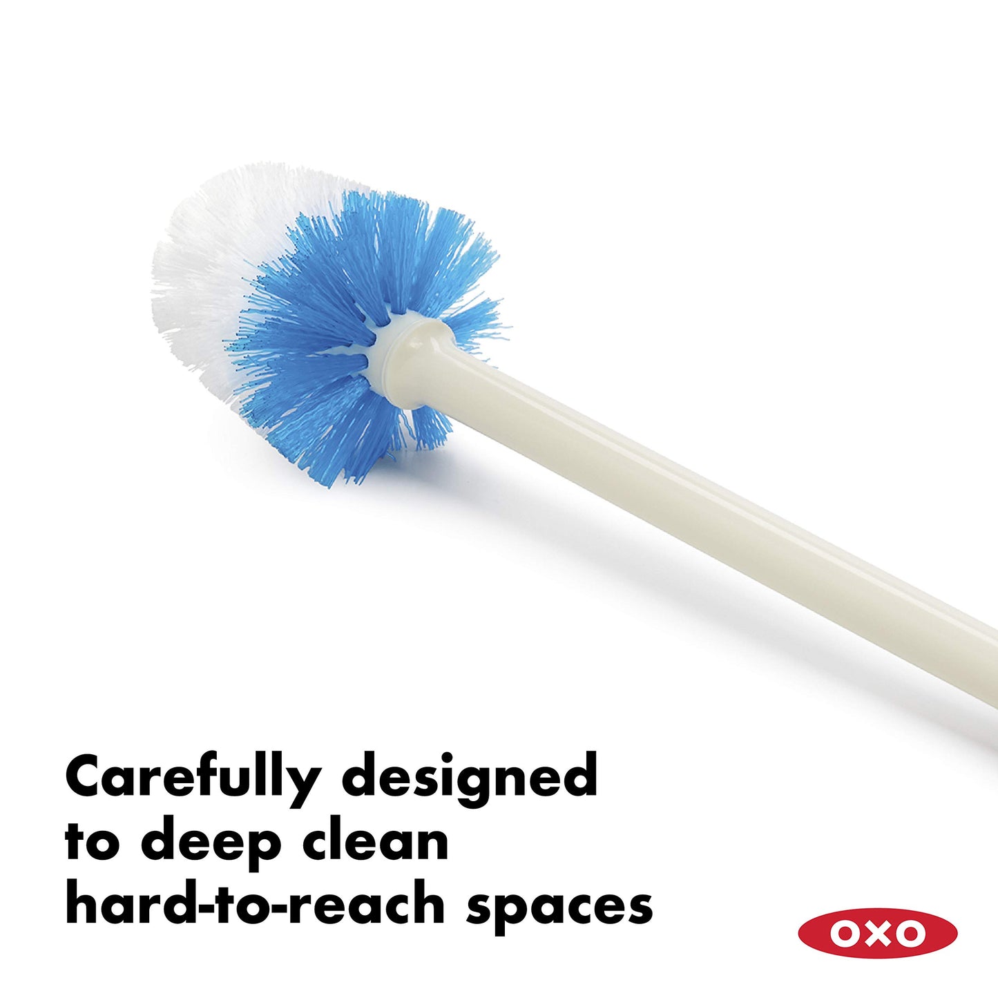 OXO Good Grips Compact Toilet Brush & Canister, White, 6" x 4-3/4" x 17-1/4" h