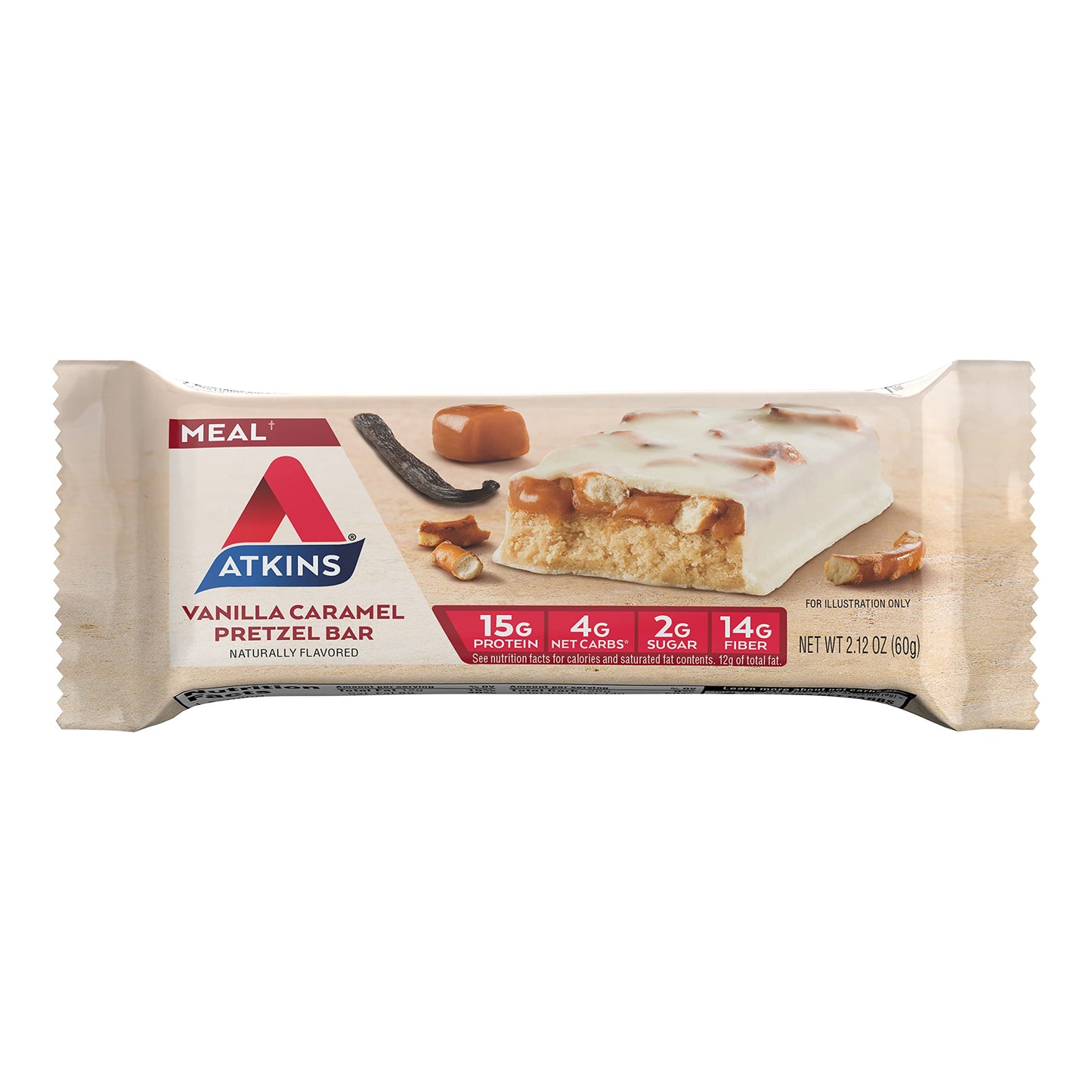 Atkins Double Fudge Brownie Protein Meal Bar, High Fiber, 15g Protein, 1g Sugar, 4g Net Carb, Meal Replacement, Keto Friendly