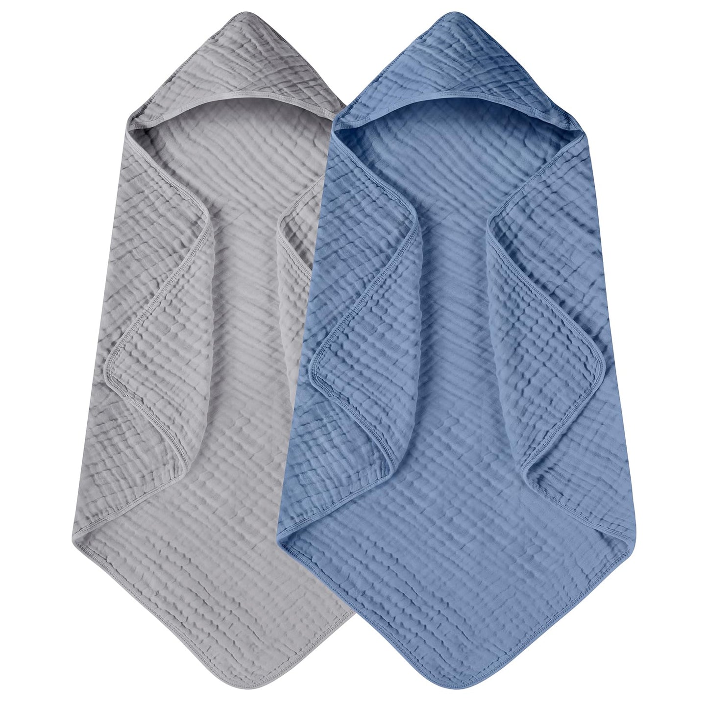 Yoofoss Hooded Baby Towels for Newborn 2 Pack 100% Muslin Cotton Baby Bath Towel with Hood for Babies, Infant, Toddler and Kids, Large 32x32Inch, Soft and Absorbent Newborn Essential