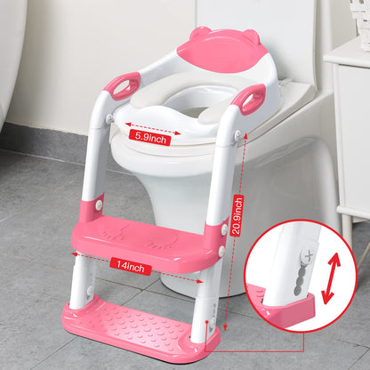 Toilet Potty Training Seat with Step Stool Ladder,SKYROKU Training Toilet for Kids Boys Girls Toddlers-Comfortable Safe Potty Seat with Anti-Slip Pads Ladder (Grey)