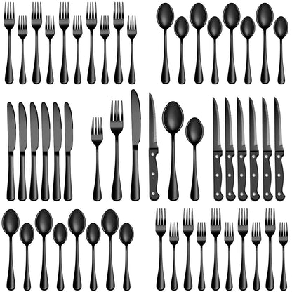 24 Pcs Silverware Set with Steak Knives Service for 4,Stainless Steel Flatware Set,Mirror Polished Cutlery Utensil Set,Home Kitchen Eating Tableware Set,Include Fork Knife Spoon Set,Dishwasher Safe