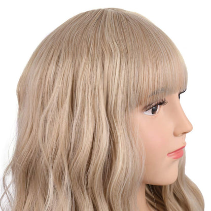 Blonde Wig Kids Child Wig Short Wavy Wig with Bangs Flaxen Blonde Wig Synthetic Girls Wig Cosplay Halloween Party Costume Wig (Flaxen Blonde)