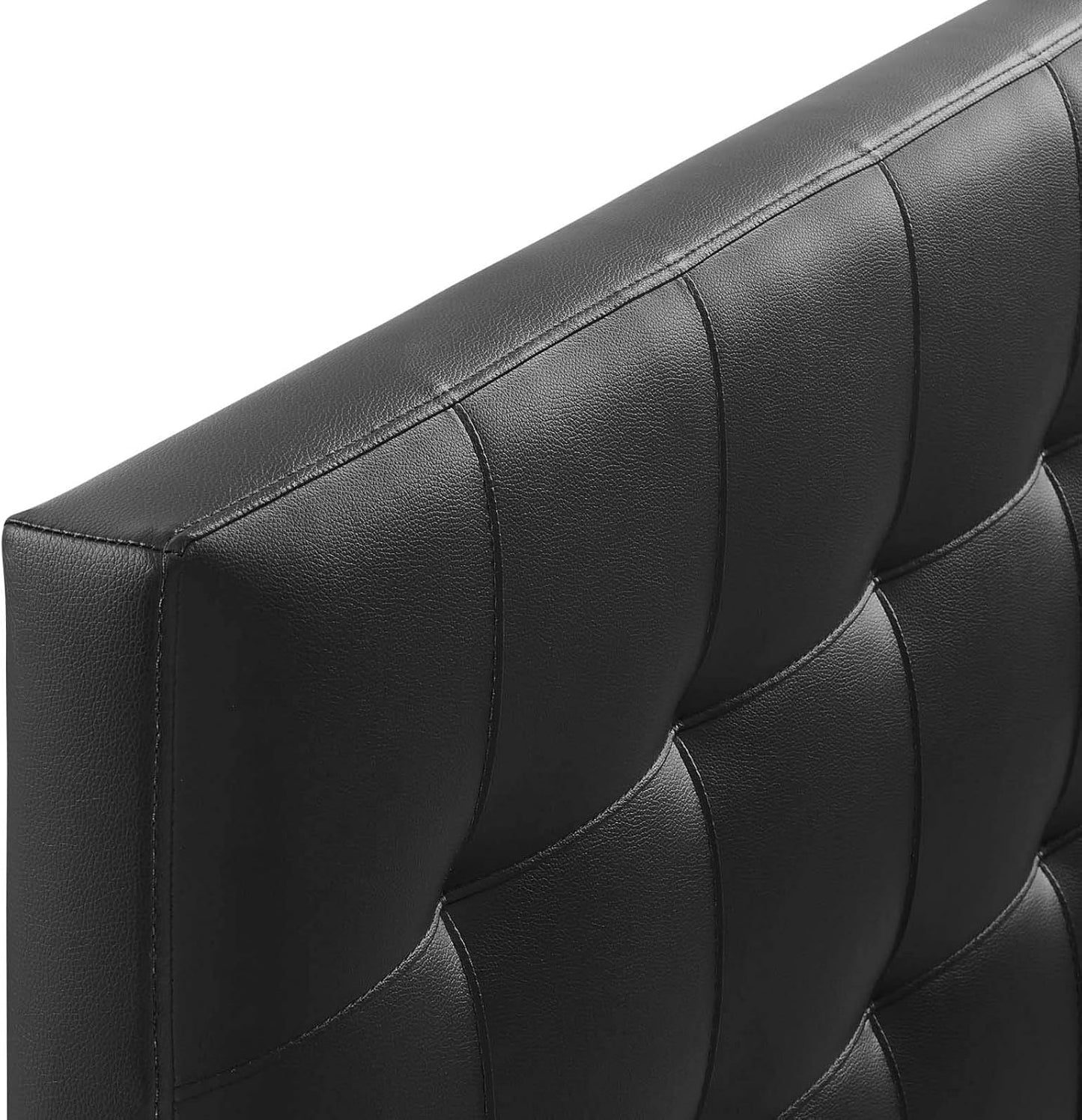 Modway Lily Tufted Faux Leather Upholstered Queen Headboard in Black