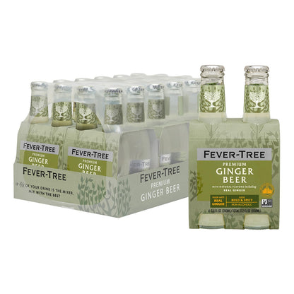 Fever Tree Ginger Beer - Premium Quality Mixer - Refreshing Beverage for Cocktails & Mocktails. Naturally Sourced Ingredients, No Artificial Sweeteners or Colors - 150 ML Cans - Pack of 24