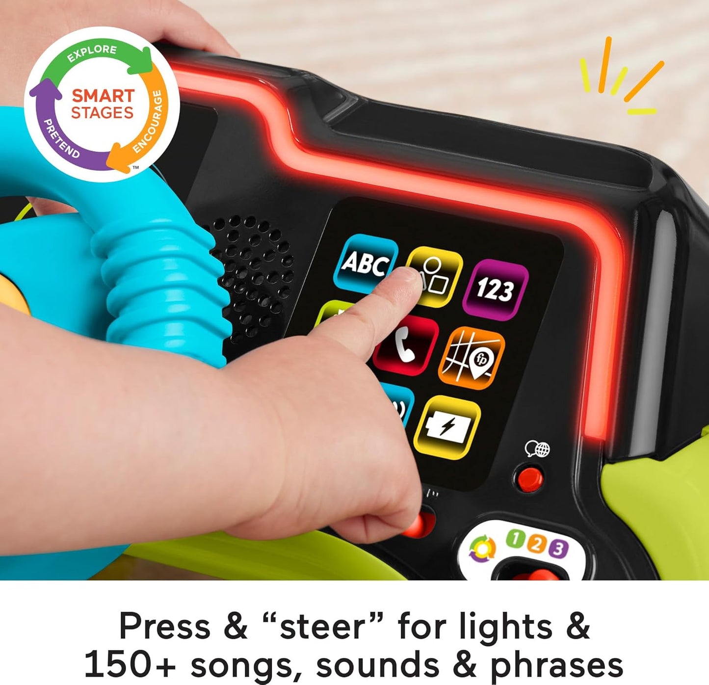 Fisher-Price Baby & Toddler Learning Toy Laugh & Learn Sit & Steer Driver Car Activity Center with Smart Stages for Ages 6+ Months