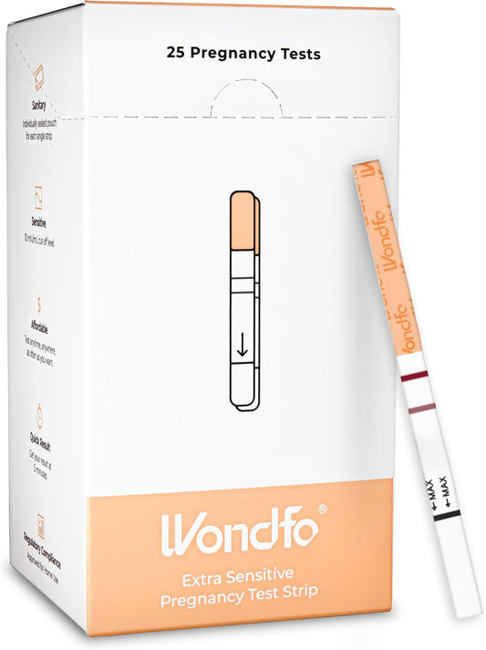 Wondfo Early Result Pregnancy Test Strips - Get Results 6 Days Sooner Than Missed Period-Sensitive and Accurate HCG Testing Kit at 10 mIU/ml cut-off -[25 Packs]