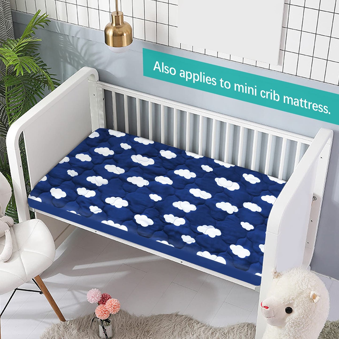 Crib Mattress Protector Sheets Fitted Waterproof Crib Mattress Pad Cover, Noiseless & Machine Wash 100% Absorbent Crib/Toddler Mattress Protector Sheet Quilted, White, 52" x 28"