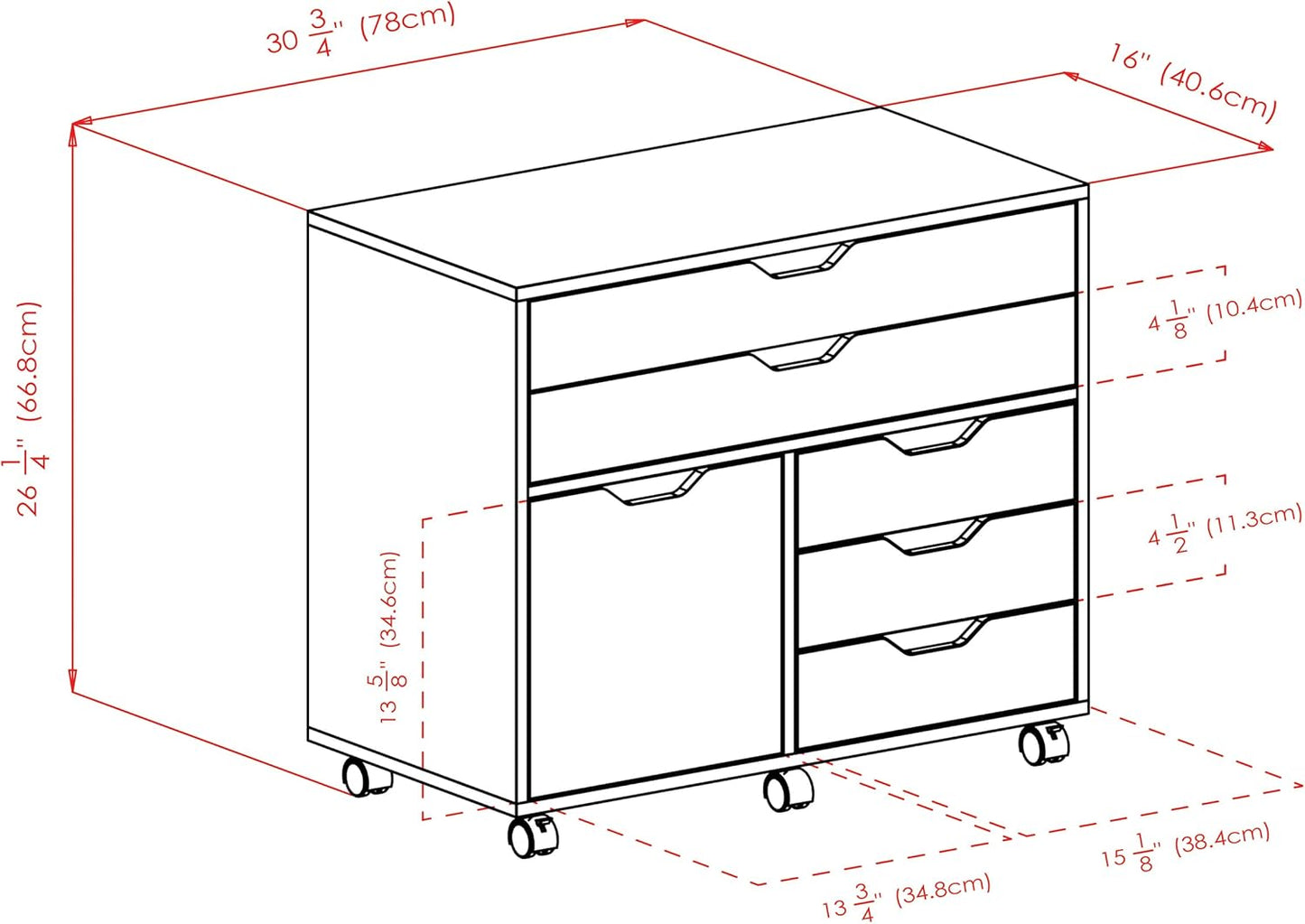 Winsome Wood Halifax Cabinet, 2 Large Drawer with 3 Small Drawer, White