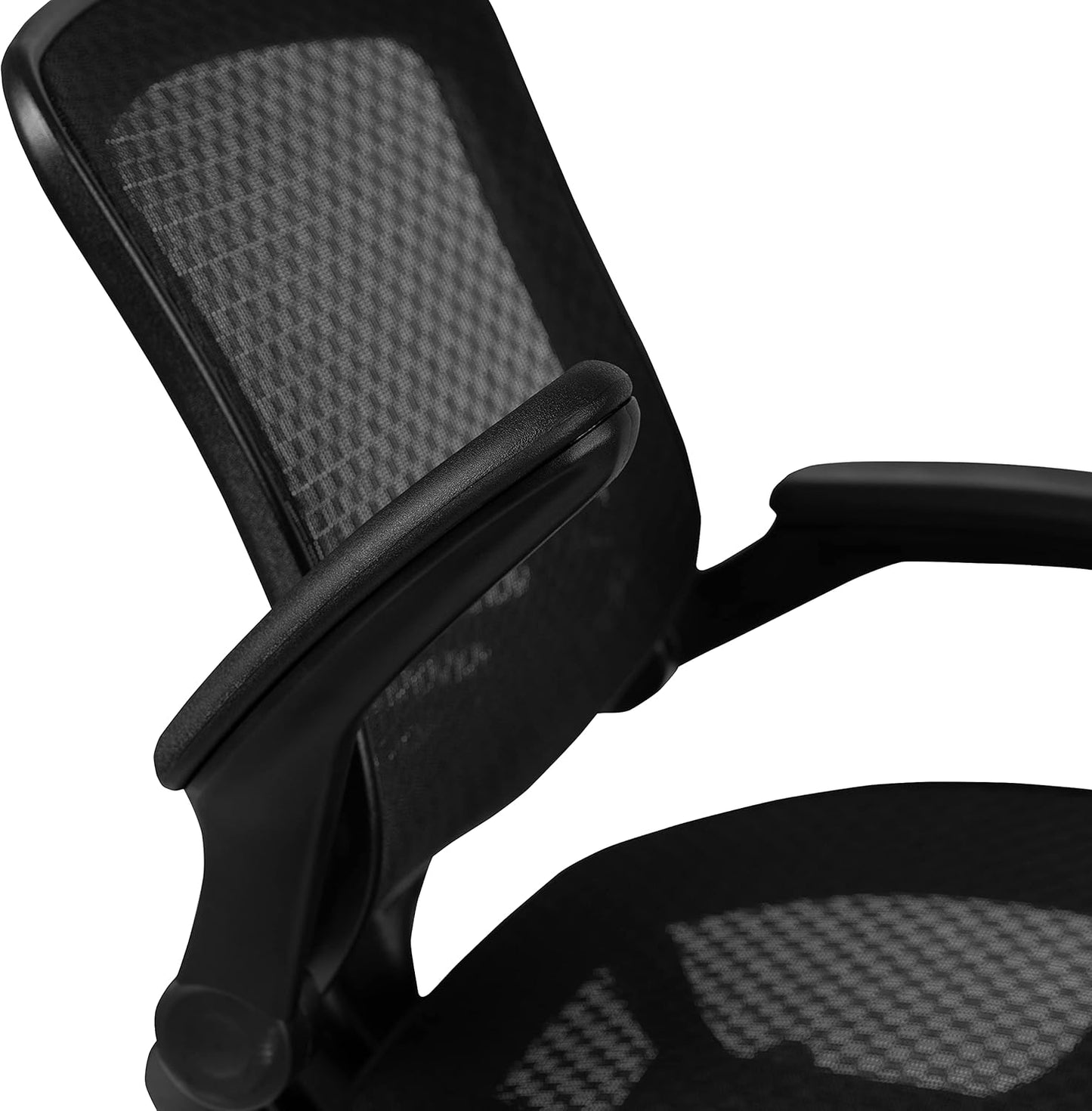 Flash Furniture Waylon Mid-Back Swivel Office Chair with Adjustable Foot Ring, Lumbar Support, and Seat Height, Ergonomic Mesh Executive Chair with Armrests, Black