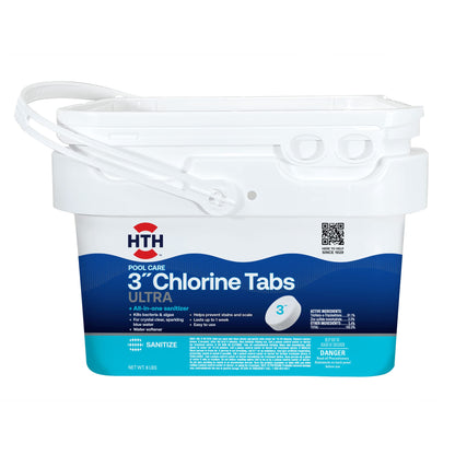 HTH 42052W Pool Care 3" Chlorine Tabs Advanced, Individually Wrapped Tablets - Swimming Pool Sanitizer with Clarifier & Algaecide, Destroys Bacteria & Algae, Delivers Clear Water All Season, 5 lbs