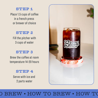 Bizzy Organic Cold Brew Coffee | Smooth & Sweet Blend | Coarse Ground Coffee | Micro Sifted | Specialty Grade | 100% Arabica | 1 LB